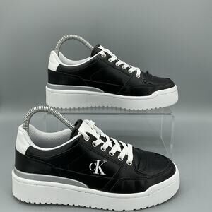 Calvin Klein Women’s Alondra Casual Lace up Sneaker Black Size 7.5M